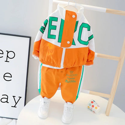 New Spring Autumn Baby Boy Girl Clothes Suit Children Casual Letter Jacket Pants 2Pcs/Set Toddler Cotton Costume Kids Tracksuits