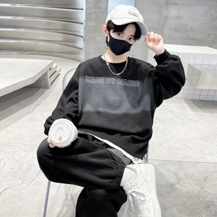 Sweatshirt Set Print Autumn Winter Wear Children's Costume 8 To 10 Year Old Boy Clothes Child Clothing Suit Boys Top Bottom Sets