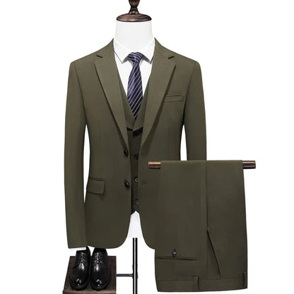 27 Colors ( Blazer + Vest + Pants ) Boutique Fashion Plaid Formal Office Business Mens Suit Three Pieces Groom's Wedding Dress