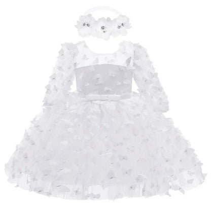 Kids Girl Princess Dress Toddler Long Sleeve Birthday Party Costume Butterfly Design Baby Girl Dress Summer Gauze Children Dress