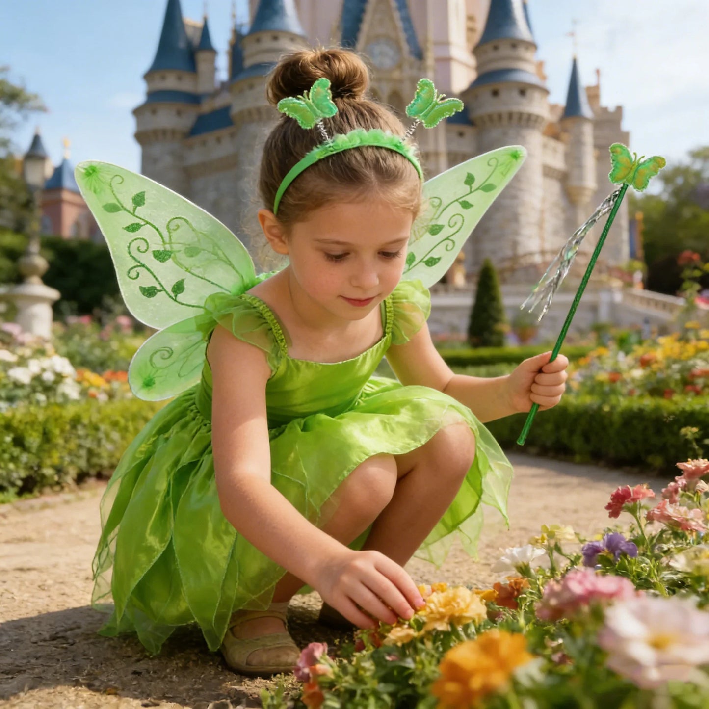 Girls Flower Fairy Dress Up Kids Princess Dress With Wings Halloween Princess Costume Elves Party Tinkerbell Tinker Bell Dress