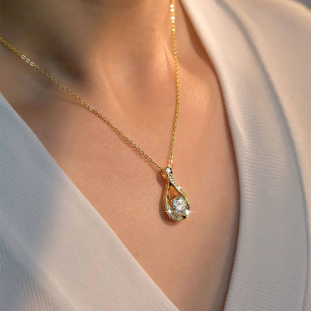 8MM 2.0CT Round Cut Moissanite Necklace 14K Gold Filled Infinity Pendant Necklace for Women Wedding Jewelry Gift