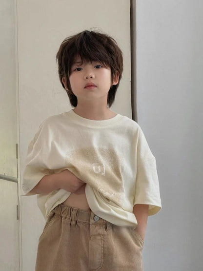 2026 Summer Korean Designer Kids' Unisex Short Sleeve T Shirt Trendy Boys Girls Summer Apparel Soft Cotton Blend Size 110-170cm