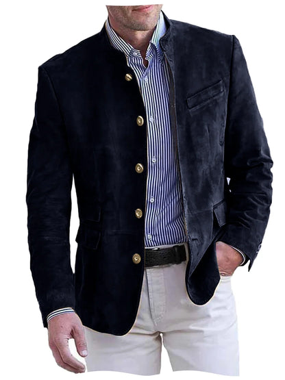 Autumn Winter Men's Casual Blazer Fashion Single-Breasted Snowflake Fleece Jacket Solid Color Daily Work Business Party Coats