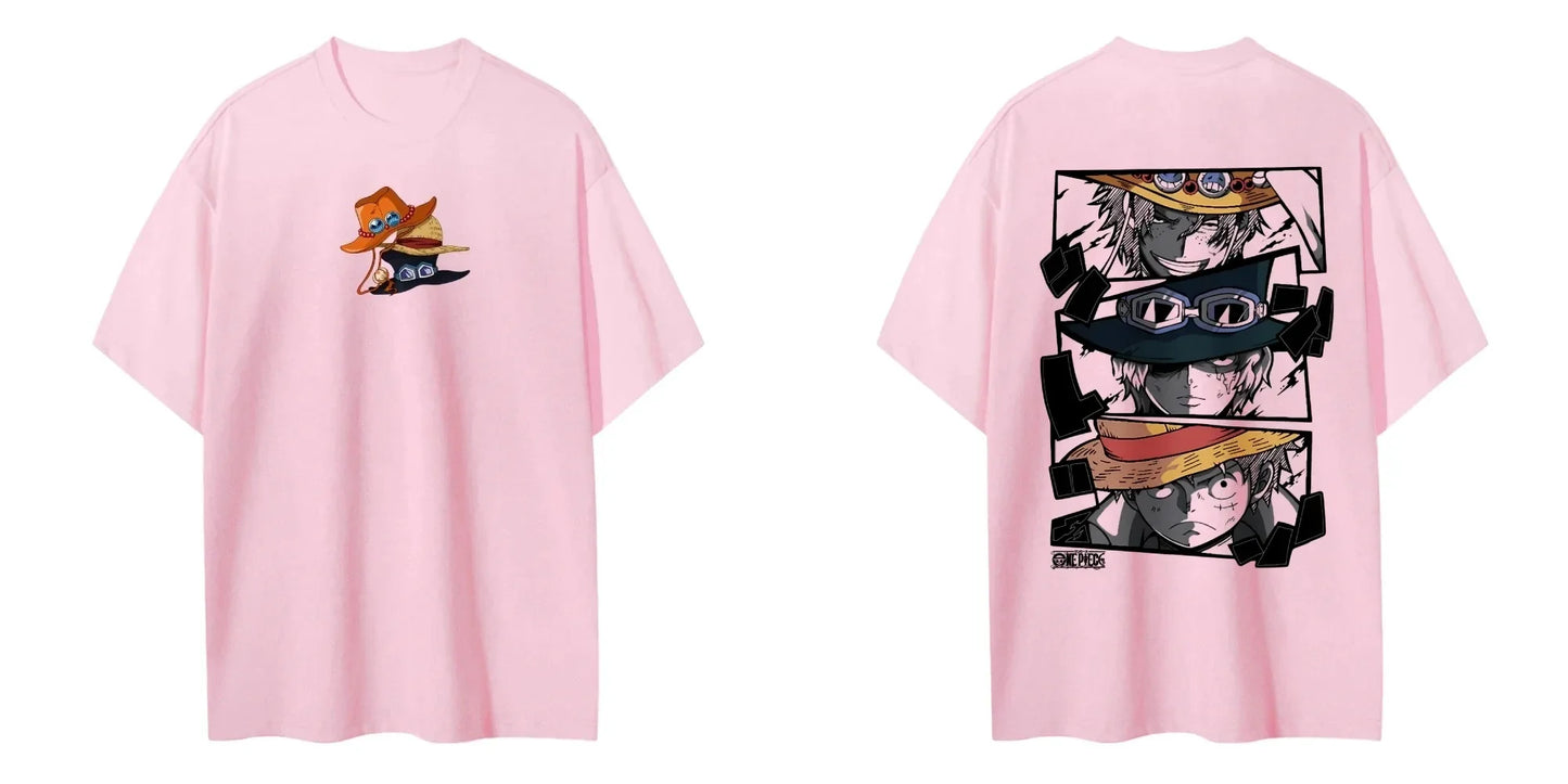 One Piece Men's Women's T-shirt Monkey D. Luffy Portgas D. Ace Sabo Anime Summer Spring Boy's Short Sleeves Parent-child Outfits