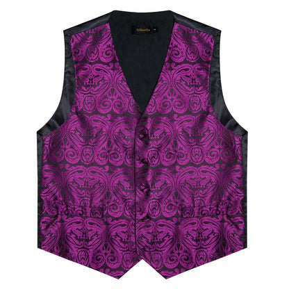 Men Wedding Vest Suit White Black Paisley Sleeveless Waistcoat for Man Shirt Accessories Fromal Bowtie Pocket Square Cufflinks