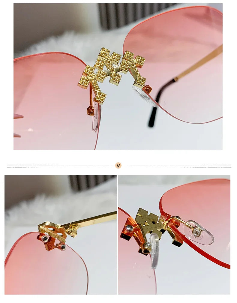 2025 New Frameless Sunglasses Women Men High-end Fashion Sunscreen Ladies Square Sun Glasses Alloy Legs Gafas De Sol UV400