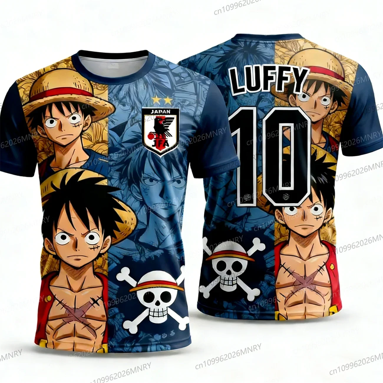 Japan One Piece Luffy Football Jersey Men T-shirt Kids Football Special Jersey Kit Adult Men's/Women's Quick-Drying Sweatshirt