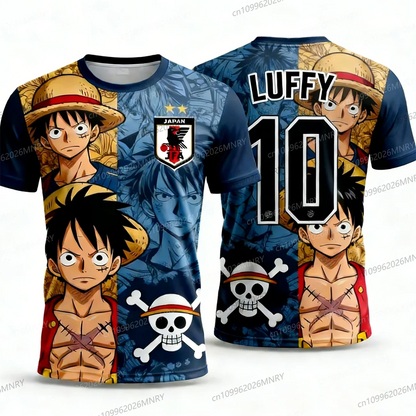 Japan One Piece Luffy Football Jersey Men T-shirt Kids Football Special Jersey Kit Adult Men's/Women's Quick-Drying Sweatshirt