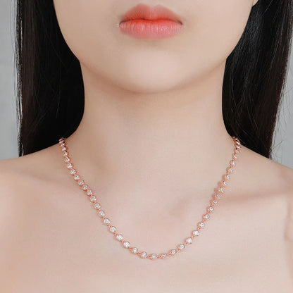 Round Bubble Full 3mm 0.1CT D Color Moissanite Tennis Chain for Women 925 Silver GRA Certified 16 18 20 inch Bezel Necklace