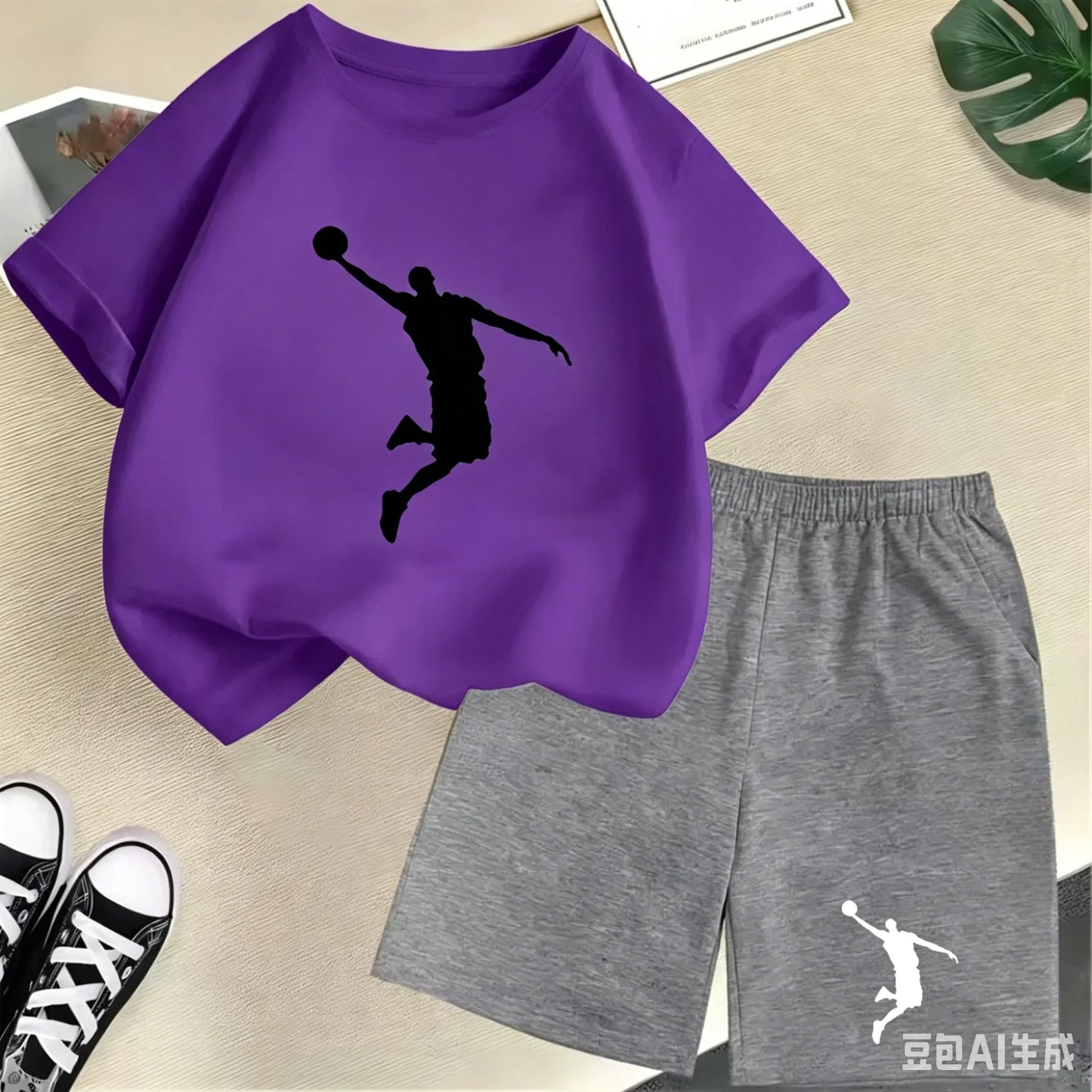 Summer Short Sleeve Children's T-shirt Set Sports Fashion Boys Girls Shorts 2pcs Set Casual Brand Print Graphics Kid Set Outfits