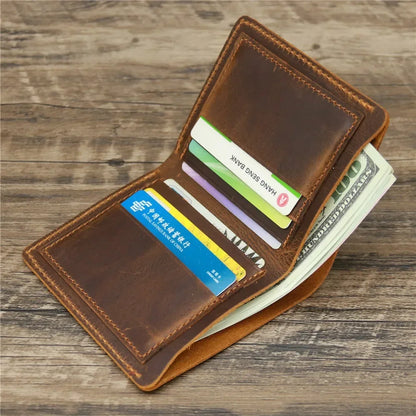Men's Crazy Horse Leather Wallet, Genuine Leather Wallet, Card Bag, Simple Retro European and American Style, Mens Purse 2026