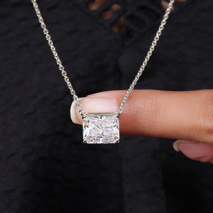 1/2carat Emerald/Radiant Cut Solitaire Moissanite Diamond Pendant Necklace With  Certificate S925 Silver Neckchain For Women