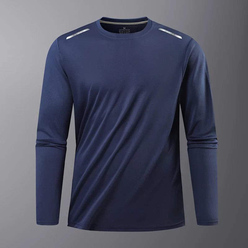 Reflective Sport Gym T Shirt Men Quick Dry Running Bodybuilding Shirts Men Long Sleeve Fitness Pullover Top Spring Autumn