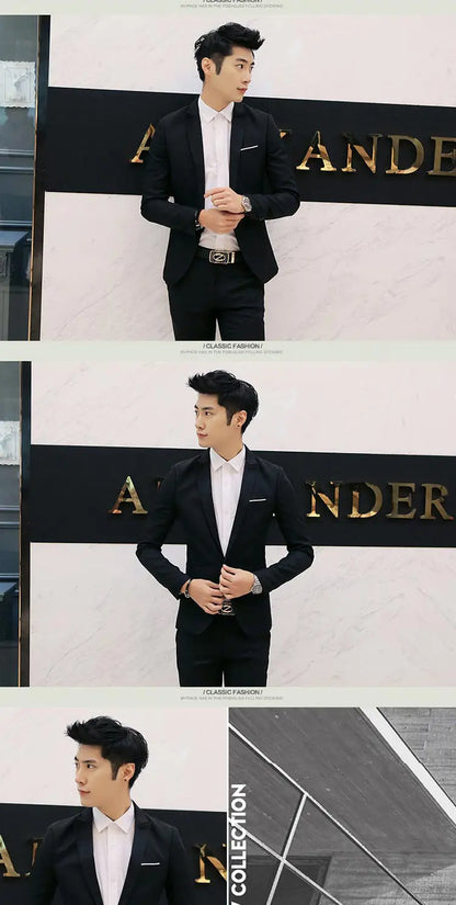 Summer Men's Casual Suit Fashion Business Office Trendy Non-ironing Anti-wrinkle Suit Jacket Solid Color Slim Fit Men's Suit