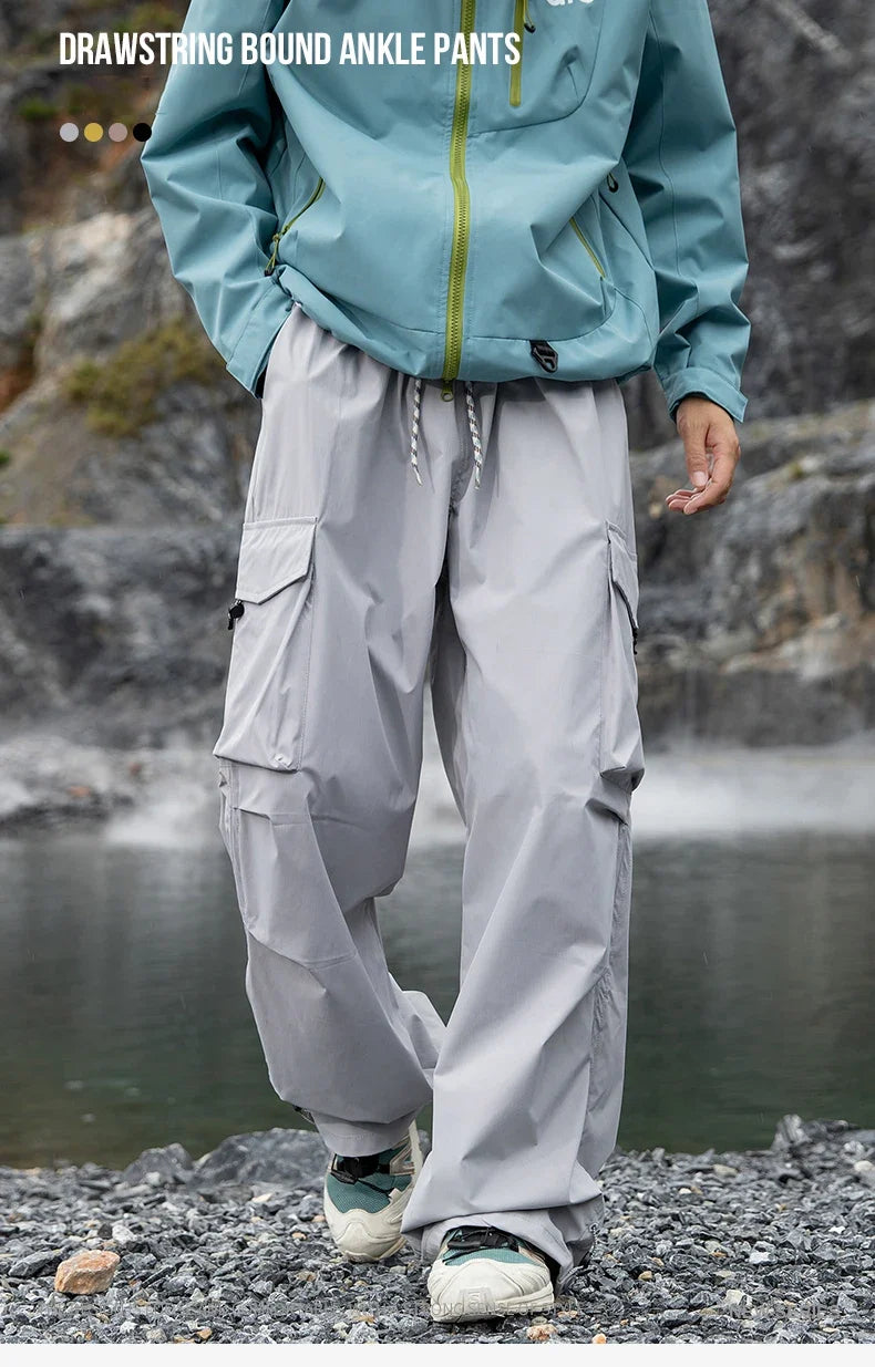 Autumn Hiking Pants Elastic Waist Outdoor Waterproof Camping Trousers Women Large Pocket Breathable Mountaineering Cargo Pants