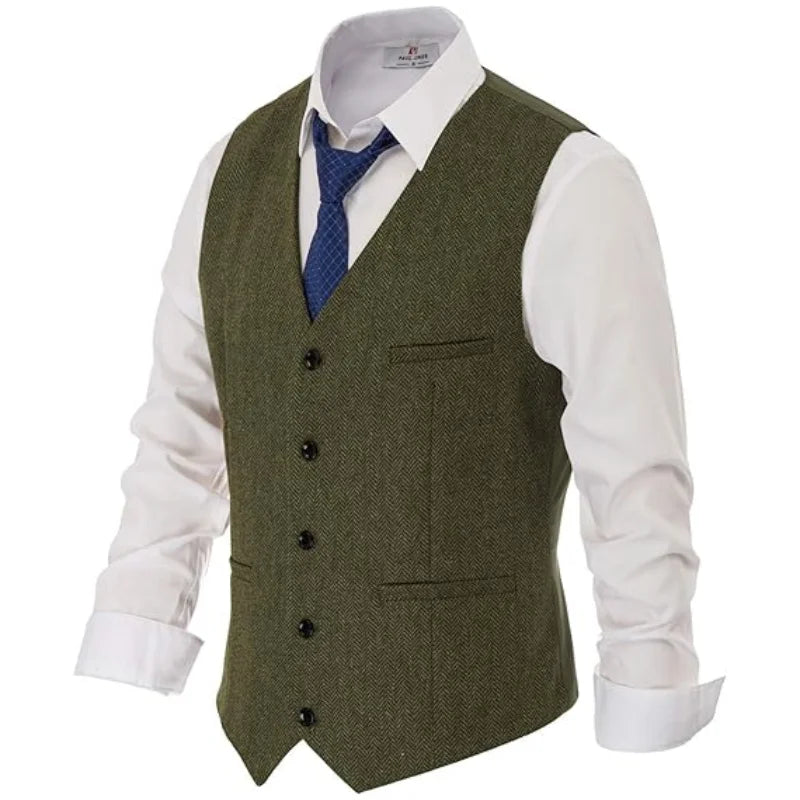 Men Vest Green Suede Velvet With Collar Single Breasted Waistcoat For Wedding Banquet Party Business Work Casual Daily Men Vest