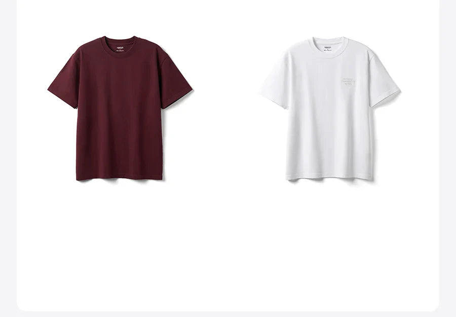 2026 Summer New Oversize 310gsm 100% Cotton T-shirts Men Quality Breathable Solid Color Comfortable Tops