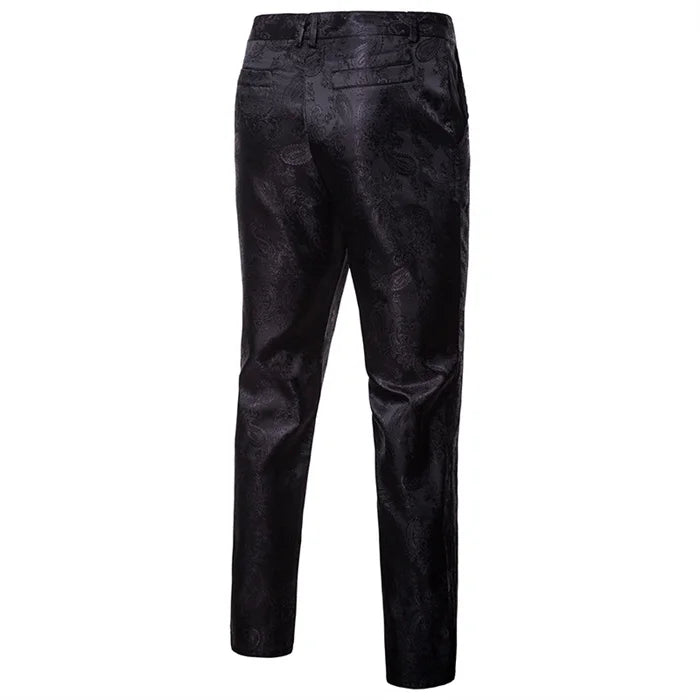 New Men Business Jacquard Suit Pants Black / Red / Purple / Navy Fashion Male Wedding Party Dress Thin Trousers