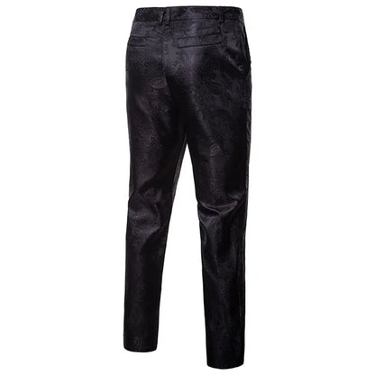 New Men Business Jacquard Suit Pants Black / Red / Purple / Navy Fashion Male Wedding Party Dress Thin Trousers