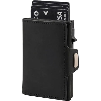 Pop-Up RFID Slim Card Holder Wallet for Men Minimalist Leather Credit Card Wallet with Cash Slot Coin Pocket EDC Travel Wallet