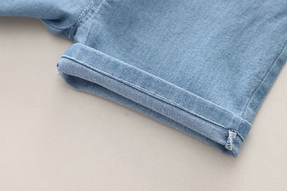 Infant Fashiont Bay Boys Denim Clothing Sets Summer Children Fashion Striped Shirts Shorts 2pcs Tracksuits  Casual Outfits Suits