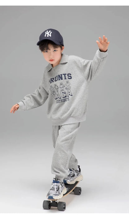 Spring Autumn Girls Boys Alphabet Workout Preppy Sweatshirt+Sweatpant School Kids Tracksuit Child 2PCS Outfit Jogger Set 3-14Yrs