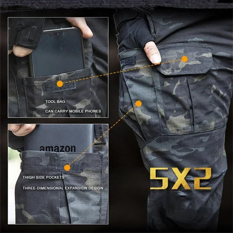 Tactical Pants Camouflage Men Waterproof Combat Joggers Male Multi-pocket SWAT Cargo Stretch Work Trousers Hombre Size S-2XL