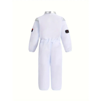 Boy's Cartoon Astronaut Cosplay Costume, Halloween Dress Up One-piece Jumpsuit & Hat, Kid's Dress Up Outfit For Carnival Party