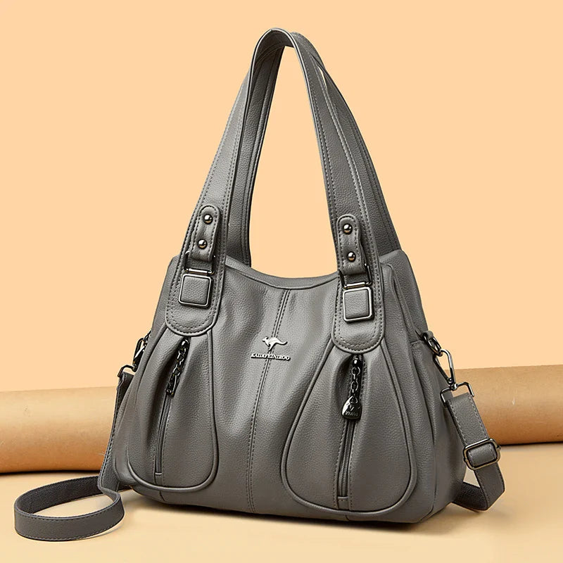 100% Genuine Leather Women Handbag Fashion Girls Top-Handle Bucket Bag Soft Cowhide Female Shoulder Bags Women Crossbody Bag Sac