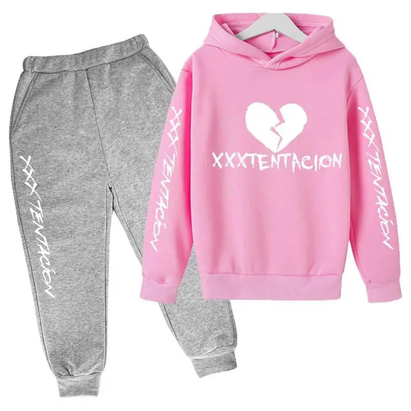 Kids Spring Hip Hop Star Print Tracksuits 4-14 Year Boys Girls Fashion Streetwear rap Hoodie+Pants Outfits Sets Children Clothes