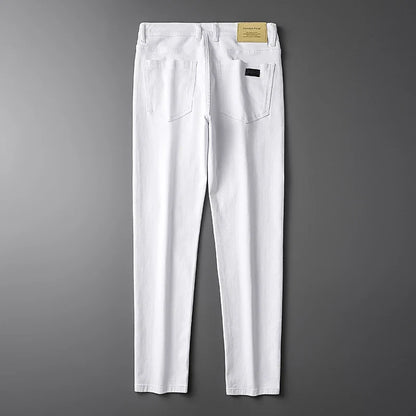 Men’s Korean Style Slim Straight Jeans Spring Cotton Stretch Denim Pants Comfort Fitted Casual Fashion Soft Male Daily Trousers