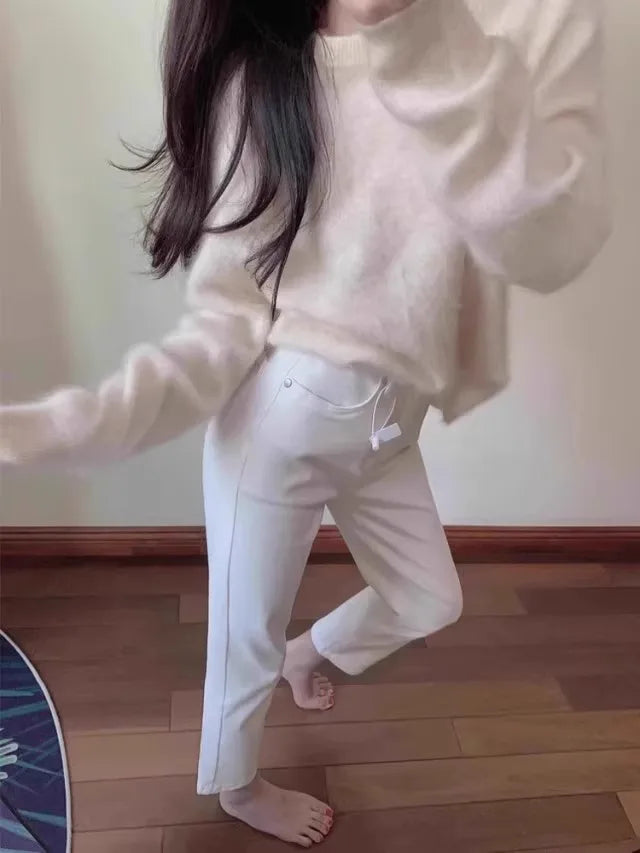 High Waist Slim Fit Straight Leg Denim Jeans Women's Small Stature Elastic White Nine-Tenths 45cm e Tube Summer Jeans