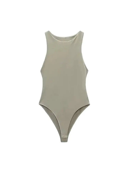 Women Fashion With Halter Neck Skinny Bodysuit Sexy Sleeveless Snap-button Female Playsuits Mujer