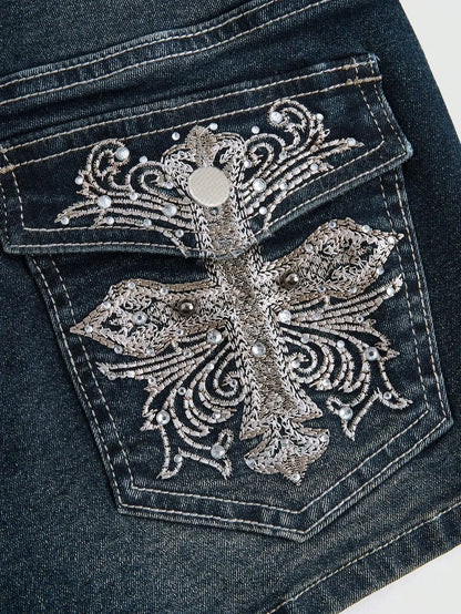 Summer Korean Sexy Low Waist Women Denim Short American Lady Y2K Elastic Slim Cotton Hot Jorts Female Embroidery Wrapping Jeans