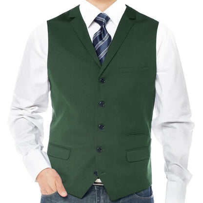Men Vest Dark Gray Single Button With Lapel Solod Casual Business Waistcoat For Wedding Party Banquet Prom Work Men Suit Vest