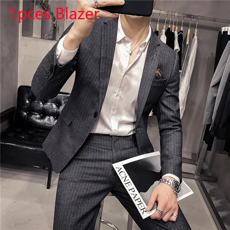 25 Colors 1 Pcs Blazer No Pants S-7XL New Wedding Dress Formal Business Slim Mens Suit Jacket Plaid Striped Solid Color