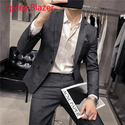 25 Colors 1 Pcs Blazer No Pants S-7XL New Wedding Dress Formal Business Slim Mens Suit Jacket Plaid Striped Solid Color