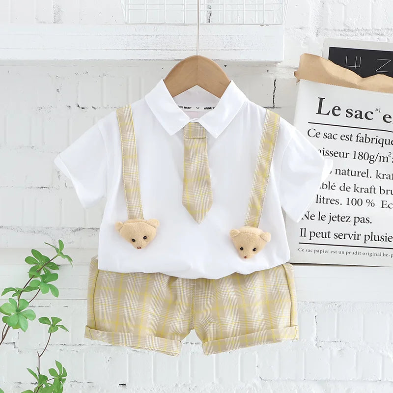 Summer Kids Clothes Set for Boys Girls Patchwork T-Shirt Shorts 2Pcs Suit Toddler Baby Clothing Infant Outfit for Ages 1-5 Years