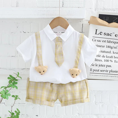 Summer Kids Clothes Set for Boys Girls Patchwork T-Shirt Shorts 2Pcs Suit Toddler Baby Clothing Infant Outfit for Ages 1-5 Years