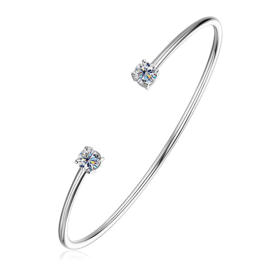 Bracelet manchette en moissanite et diamant D de 5 mm 0,5 ct pour femme, bracelet de mariage en argent véritable 925, bracelet ouvert, bijoux fins de fiançailles