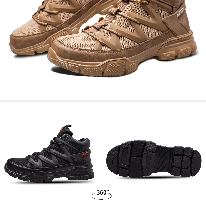 Male Work Boots Indestructible Safety Shoes Men Steel Toe Puncture-Proof Work Sneakers Male Shoes For Adult Work Shoes