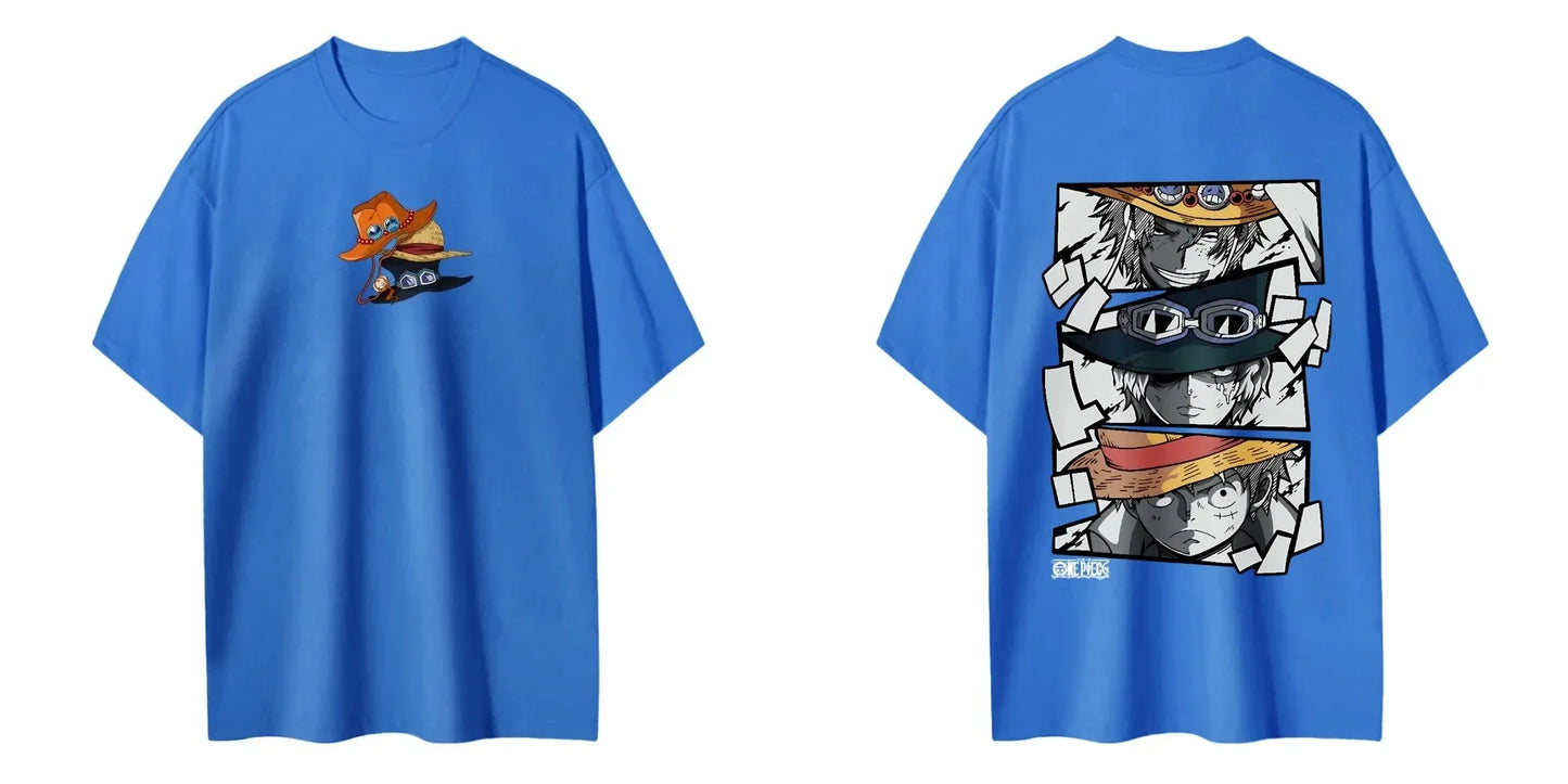One Piece Men's Women's T-shirt Monkey D. Luffy Portgas D. Ace Sabo Anime Summer Spring Boy's Short Sleeves Parent-child Outfits