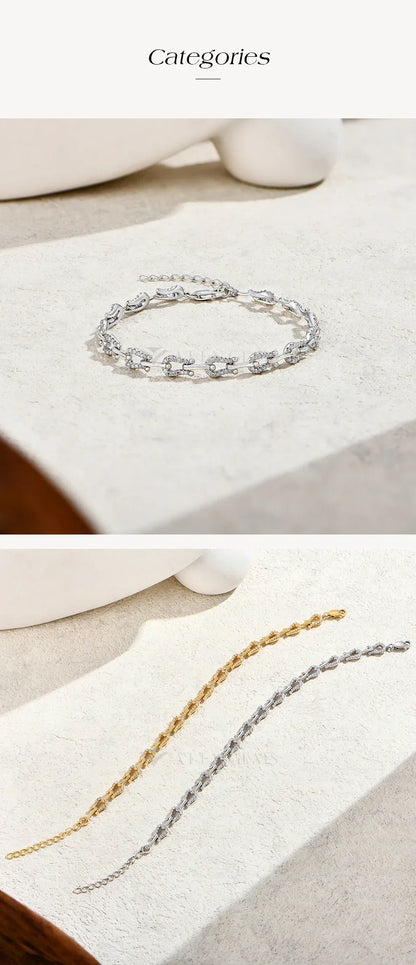 New Original Moissanite Women’s Bracelets 925 Sterling Silver Adjustable Horseshoe Bracelet NewYear Gift Party Jewelry