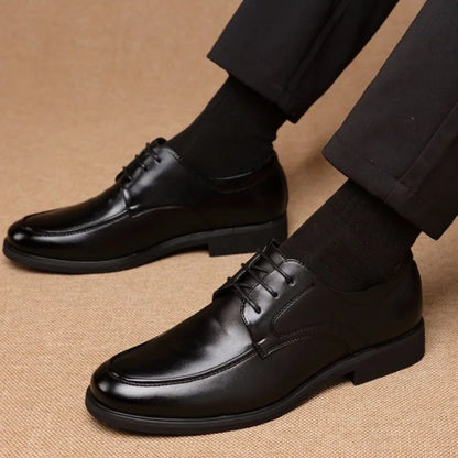 Office Men's Leather Derby Shoes Flat Black Male Casual Shoe Lace Up New in Promotion Adults Fashion 2025 Classic Original Trend