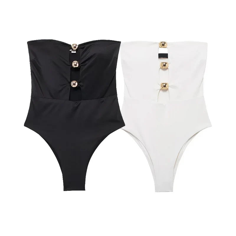 Bodysuits Sexy Corset Cut Out Top White Black Bodysuit Women Backless One Piece Strapless Thong Bodysuit Woman Swimsuits