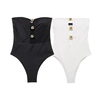 Bodysuits Sexy Corset Cut Out Top White Black Bodysuit Women Backless One Piece Strapless Thong Bodysuit Woman Swimsuits