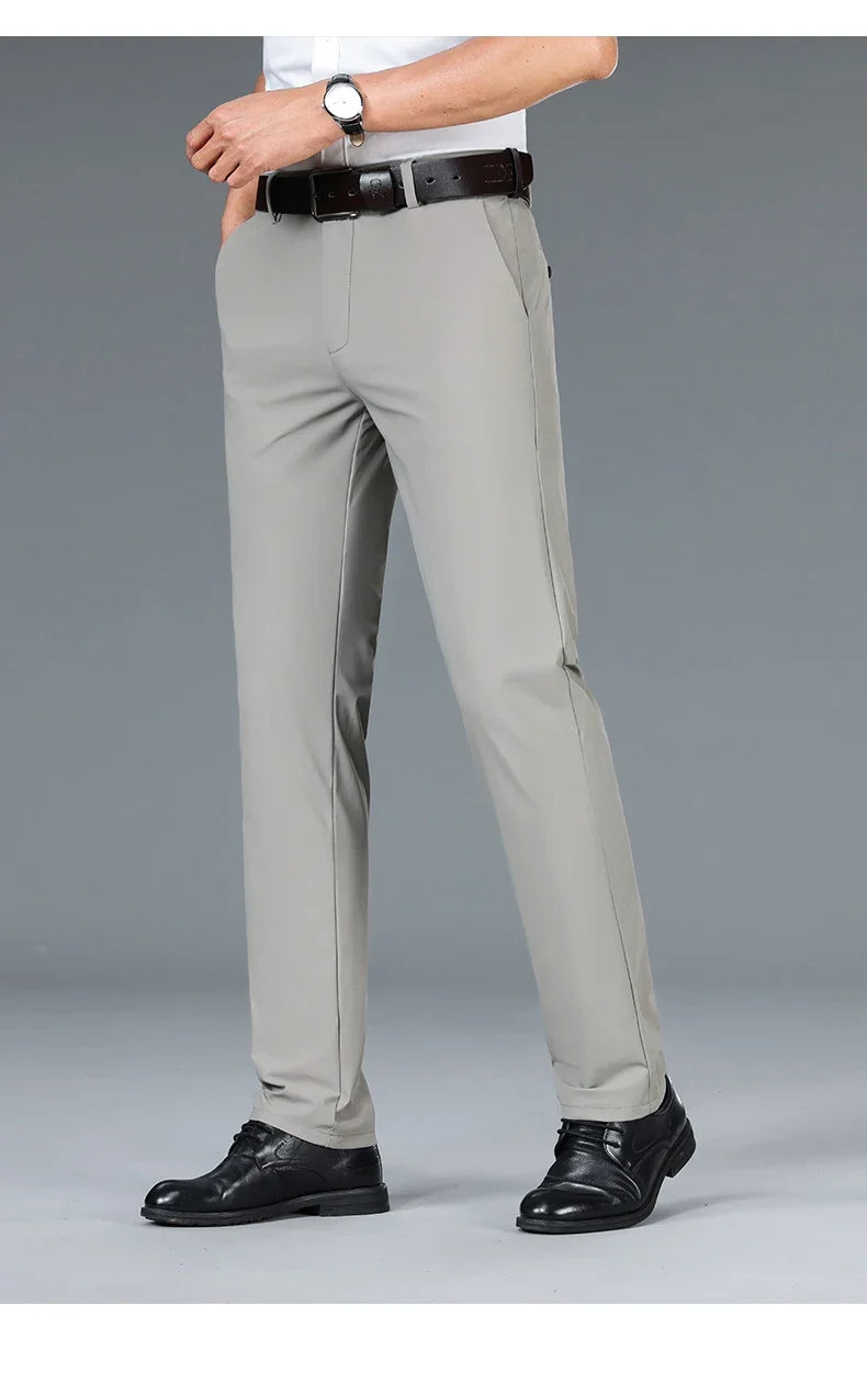 Brand Clothing 2026 Summer High Stretch Men's Casual Pants Quick Dry Business Straight Pants Thin Formal Suit Trousers Male 40