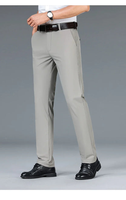 Brand Clothing 2026 Summer High Stretch Men's Casual Pants Quick Dry Business Straight Pants Thin Formal Suit Trousers Male 40