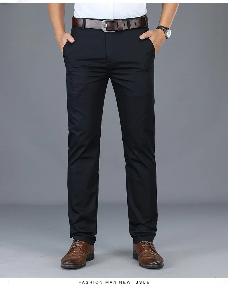 2026 Summer Thin Korean Style Business Casual Trousers for Men Stretch Soft Straight Leg Loose Fashionable Casual Pants Male